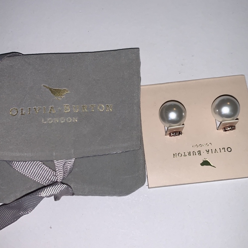 OLIVIA BURTON Crystal Faux Pearl Stud Earrings